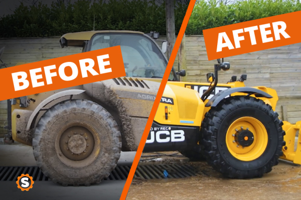 Extreem JCB 560 verreiker dieptereiniging